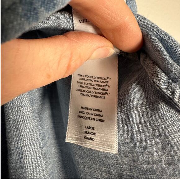 Rails Blue Etienne Chambray Ruffle Linen Blend Wrap Skirt Women's Large - Picture 6 of 8